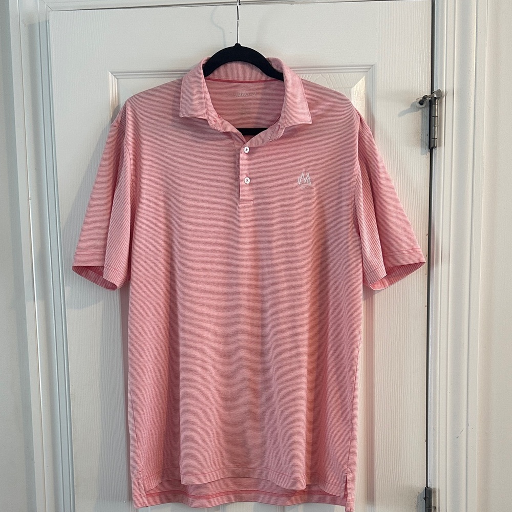 johnnie-O Men's Stripe Polo with Manchester Country Club Logo NH Golf